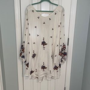 White Dress with Floral Patterns